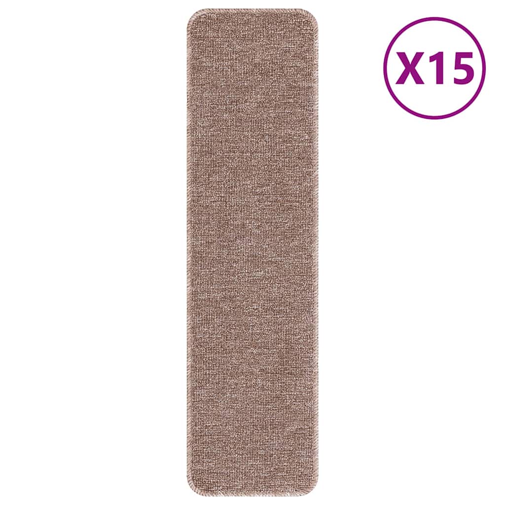 Rutschfeste Treppenmatten 15 stk. 75 x 20 cm Hellbraun PP