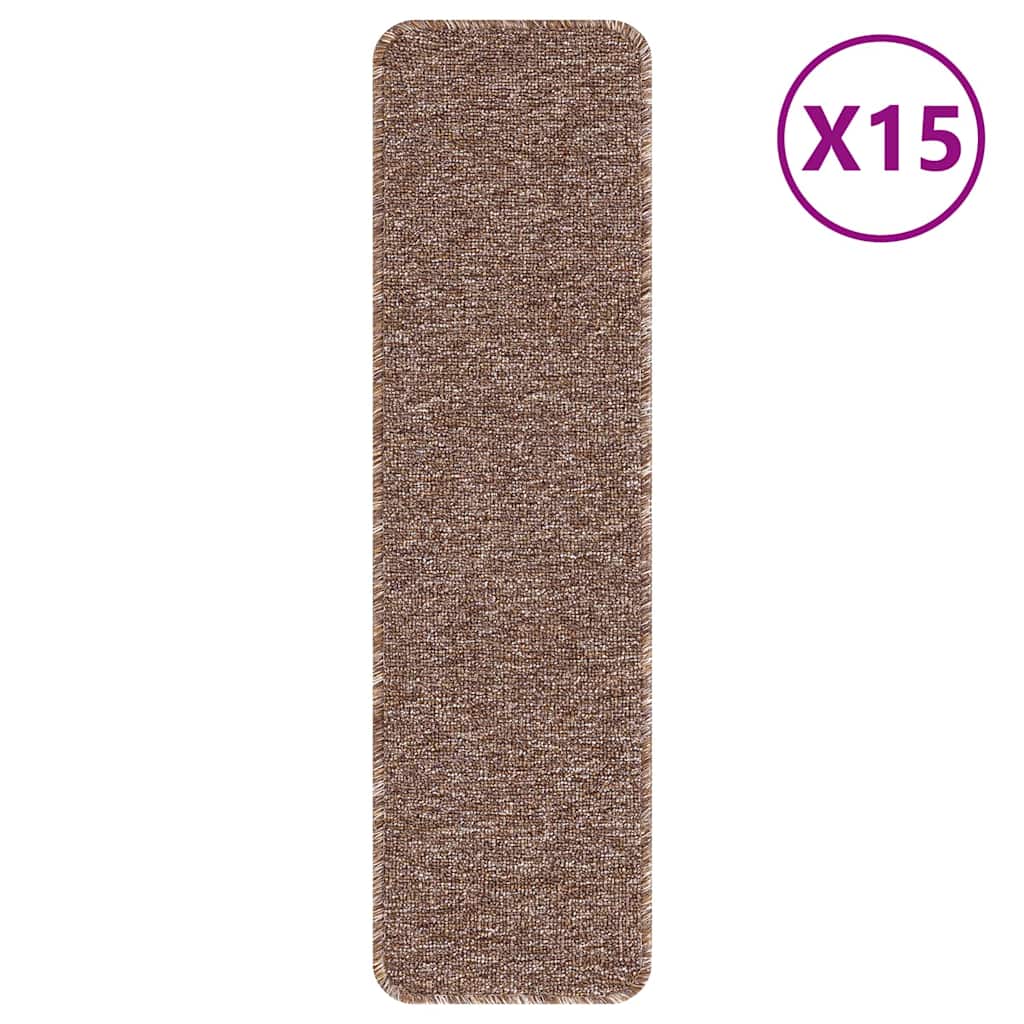 Rutschfeste Treppenmatten 15 stk. 75 x 20 cm Braun PP