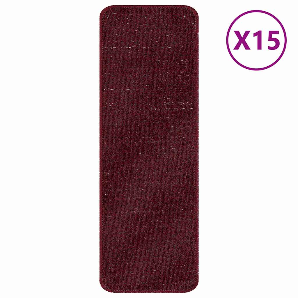 Rutschfeste Treppenmatten 15 stk. 60 x 25 cm Bordeaux PP
