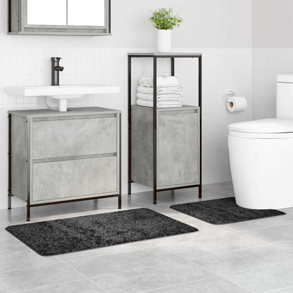 Anti-Rutsch Badematten-Set 2 pcs Dunkelgrau PP