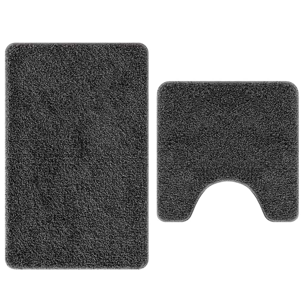 Anti-Rutsch Badematten-Set 2 pcs Dunkelgrau PP