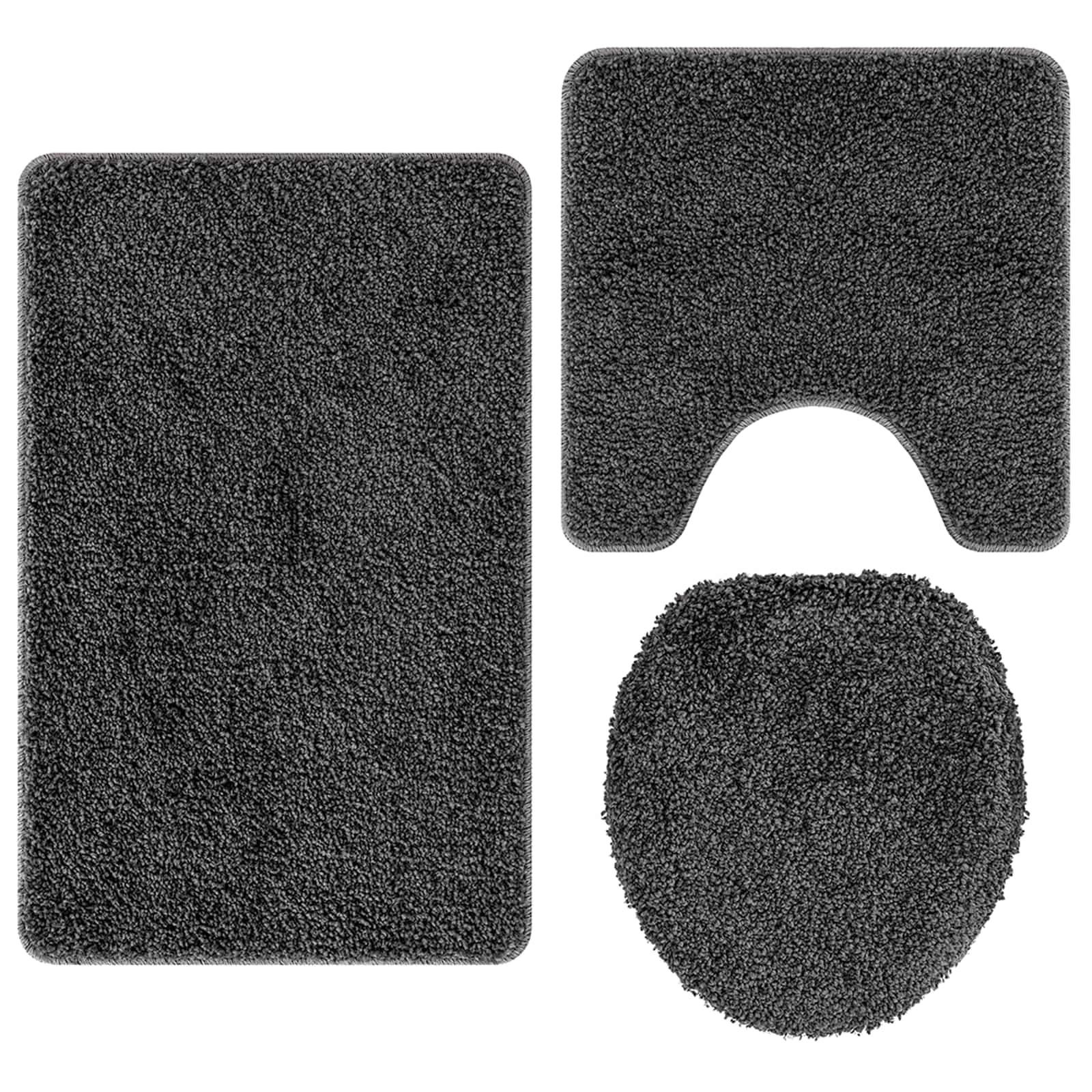 Anti-Rutsch Badematten-Set 3 pcs Dunkelgrau PP