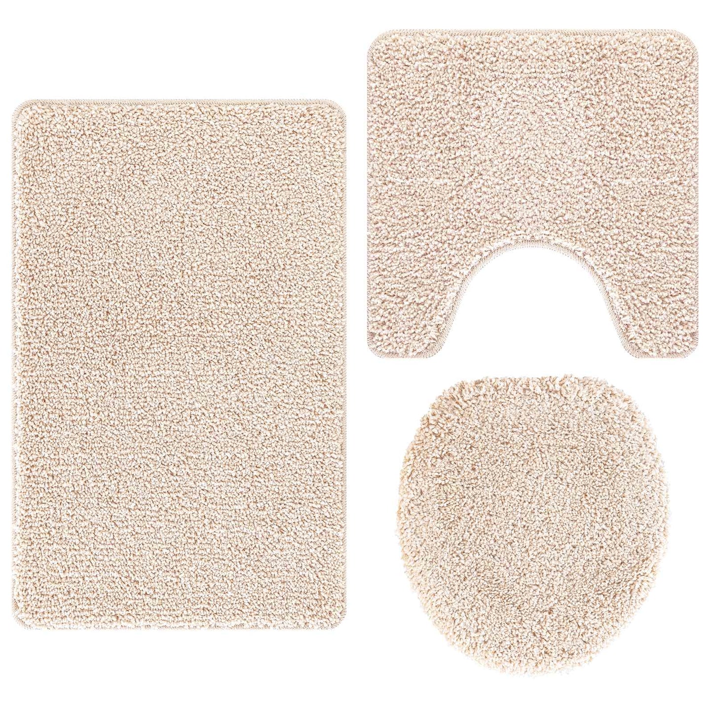 Anti-Rutsch Badematten-Set 3 pcs Creme PP
