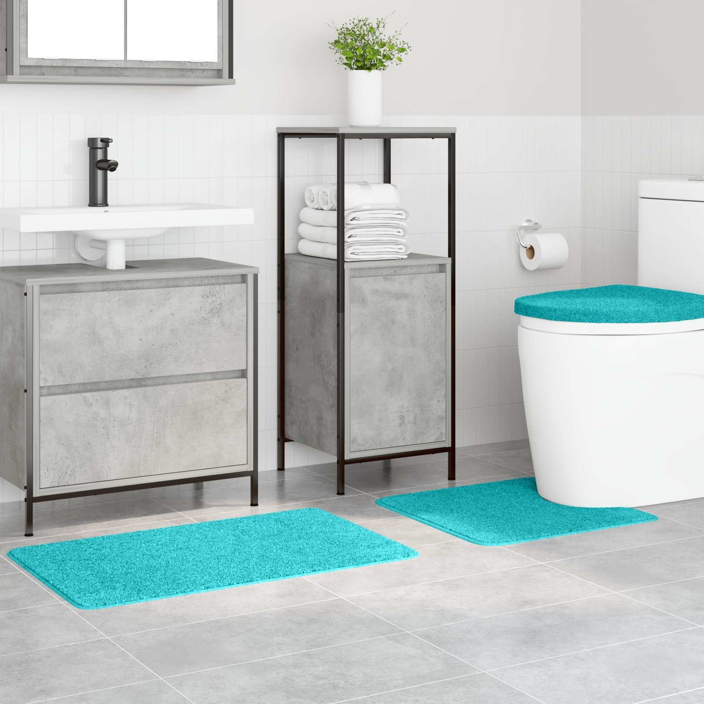 Anti-Rutsch Badematten-Set 3 pcs Türkis PP