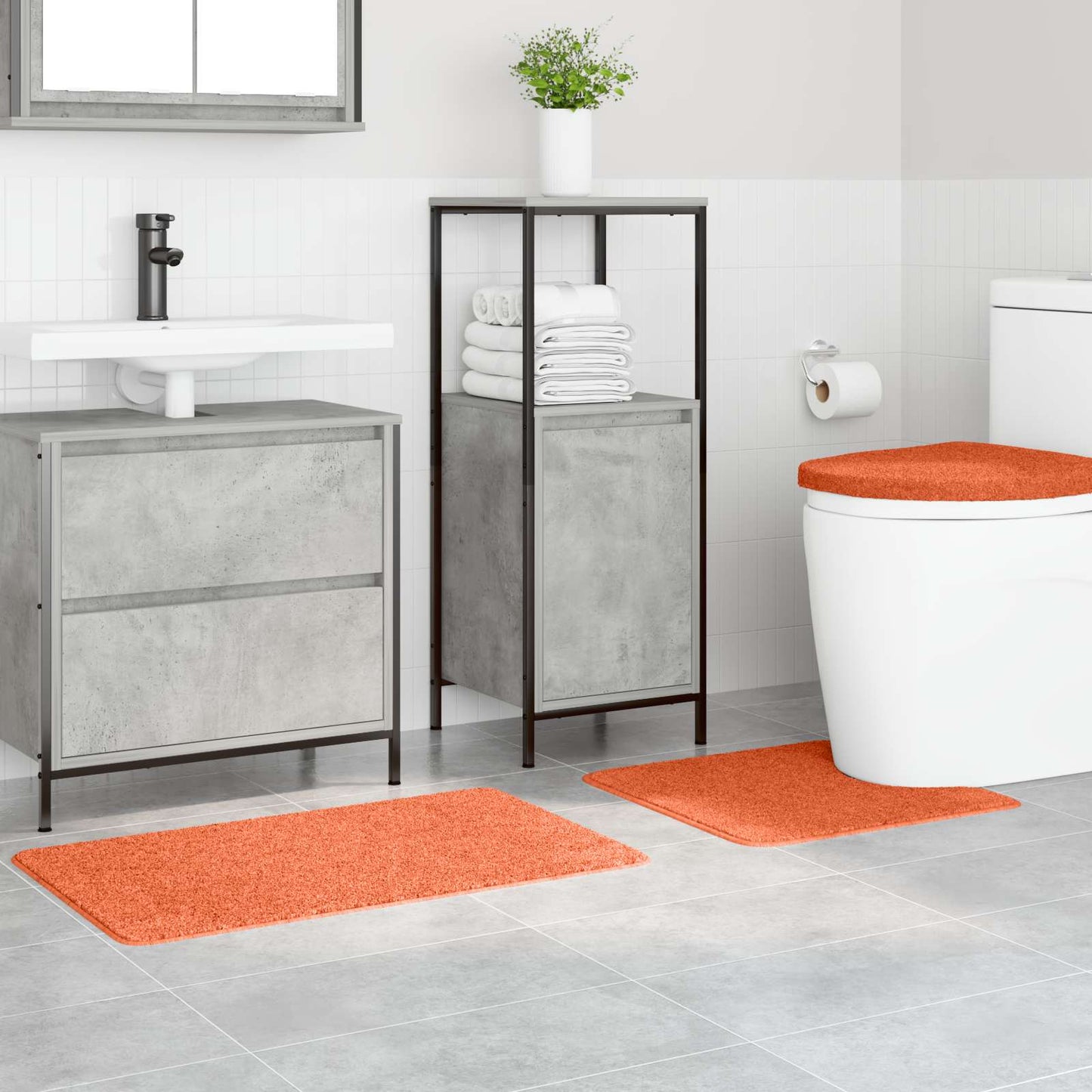 Anti-Rutsch Badematten-Set 3 stk. Orange 50 x 80 cm PP