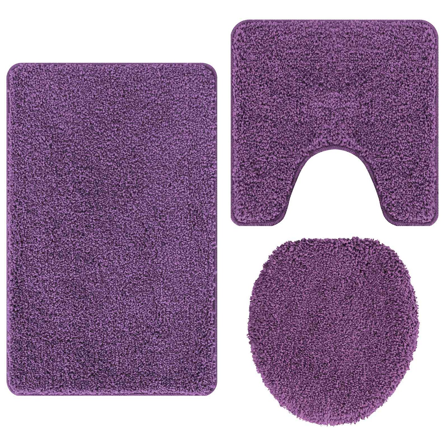 Anti-Rutsch Badematten-Set 3 stk. Lila 50 x 80 cm PP