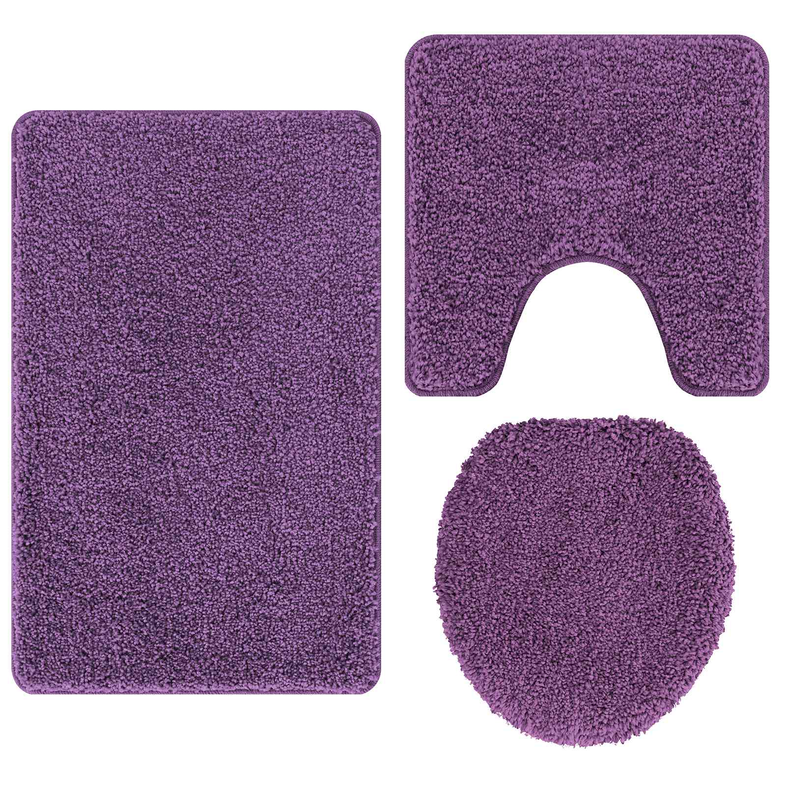 Anti-Rutsch Badematten-Set 3 stk. Lila 50 x 80 cm PP