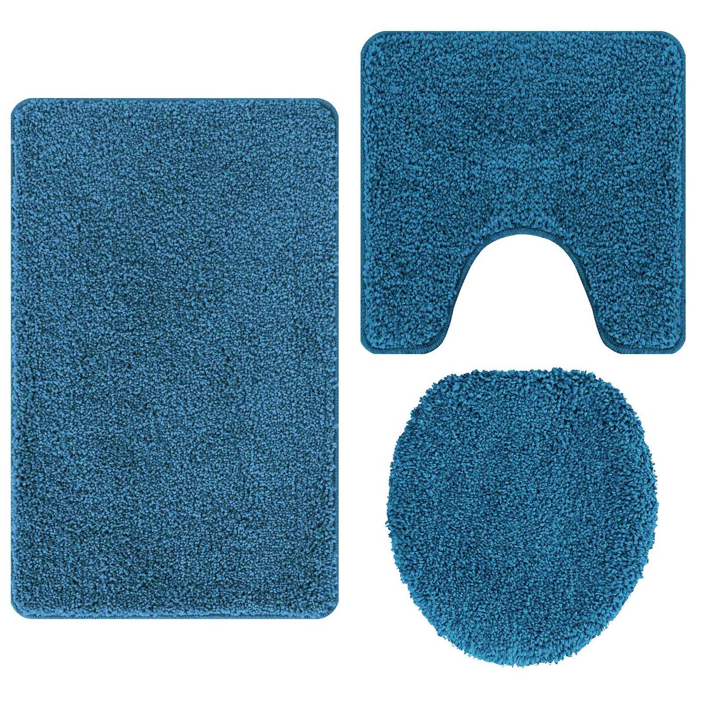 Anti-Rutsch Badematten-Set 3 stk. Blau 50 x 80 cm PP