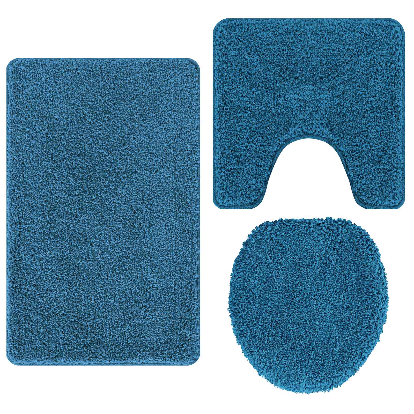 Anti-Rutsch Badematten-Set 3 stk. Blau 50 x 80 cm PP