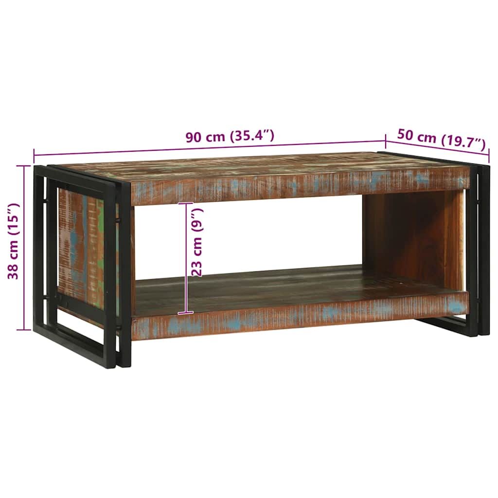 Couchtisch Braun 90 x 50 x 38 cm recyceltes Massivholz