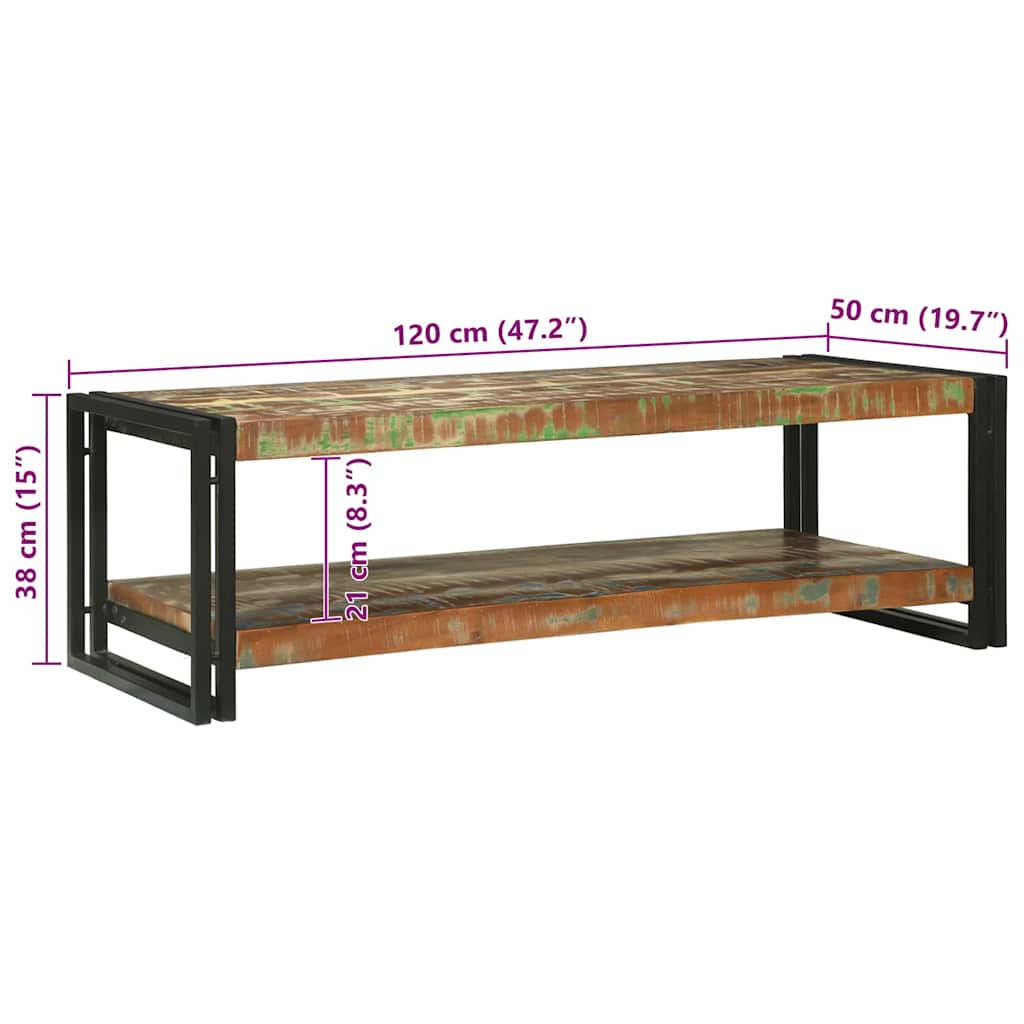 Couchtisch Mehrfarbig 120 x 50 x 38 cm Massives Altholz