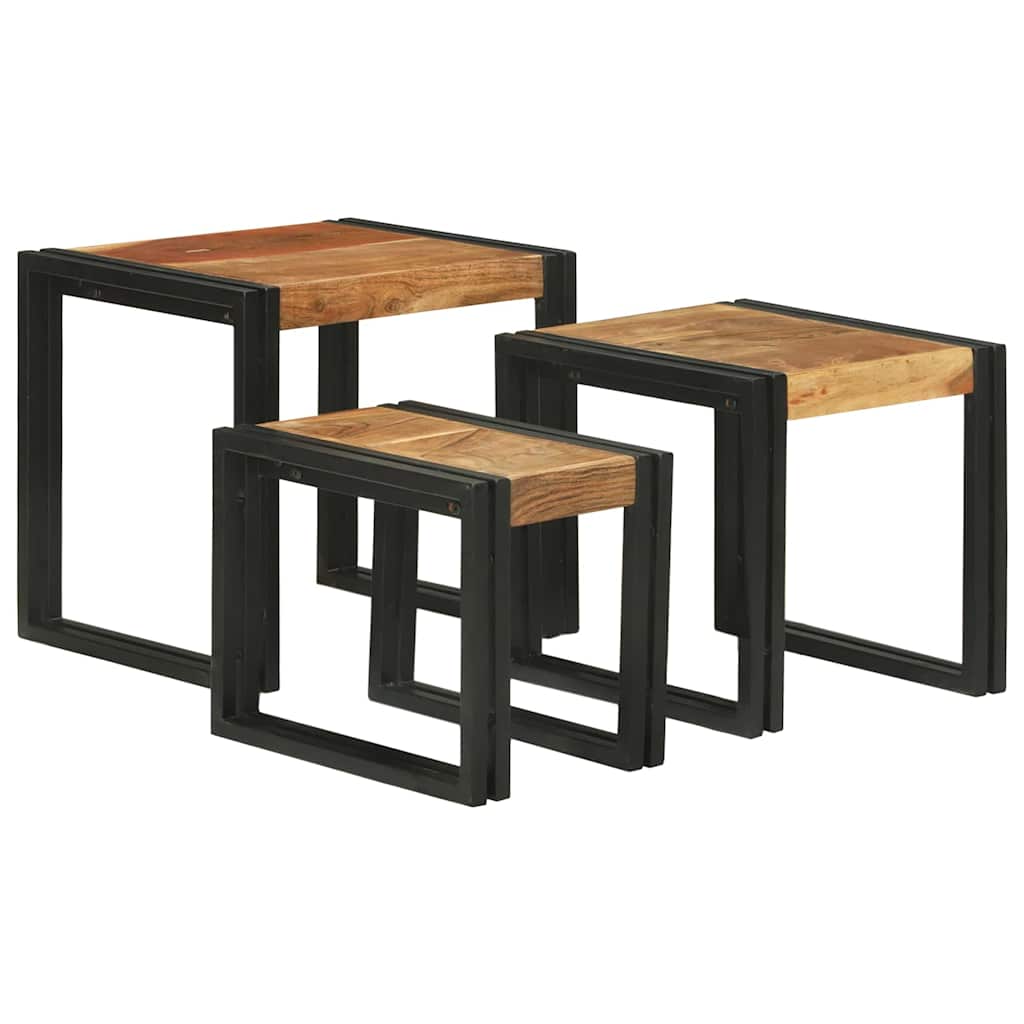 Nestingtisch 3 stk. Braun und Schwarz 50 x 40 x 45 cm