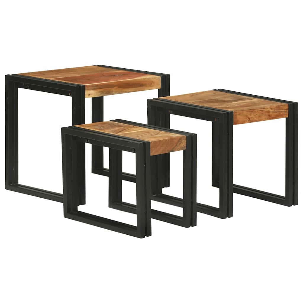 Nestingtisch 3 stk. Braun und Schwarz 50 x 40 x 45 cm
