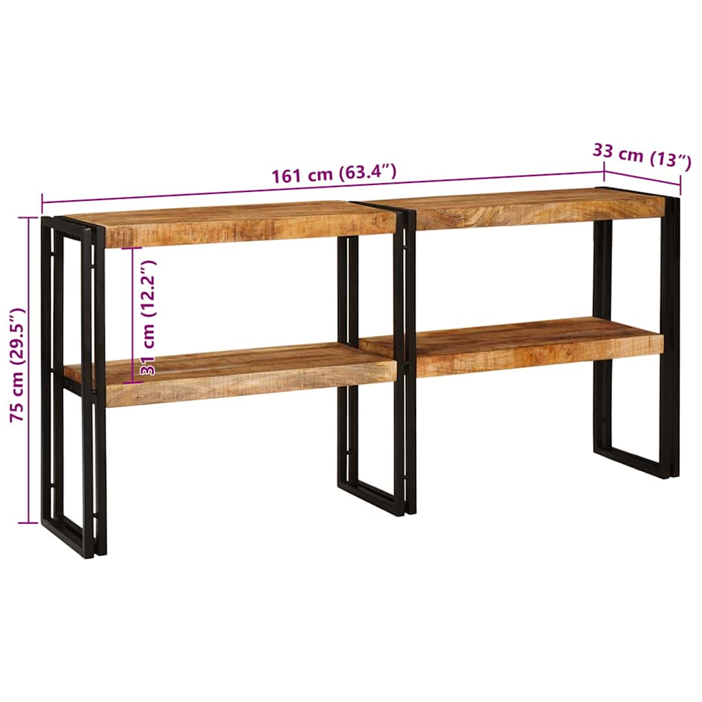 Konsolentisch mit Regal Braun 160 x 33 x 75 cm Massivholz Mango