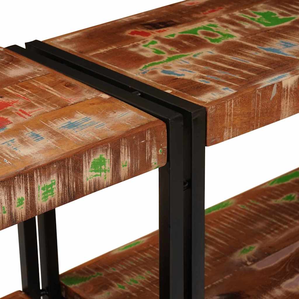 Konsolentisch mit Regal Mehrfarbig Massives upgecyceltes Holz