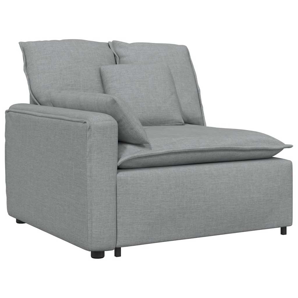 Modulares Sofa mit Fußhocker und Kissen Hellgrau