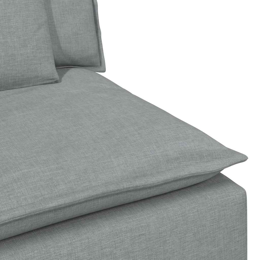 Modulares Sofa mit Fußhocker und Kissen Hellgrau