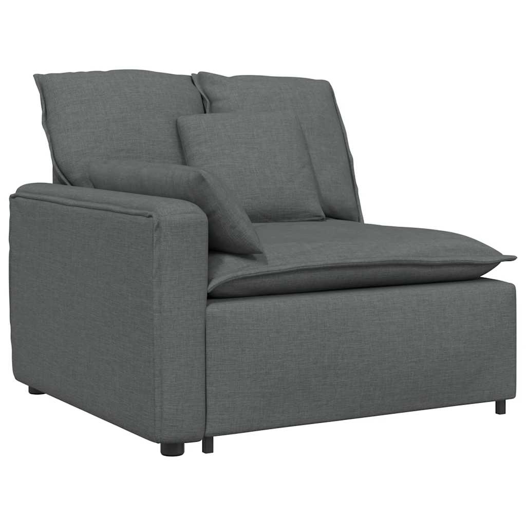 Modulares Sofa mit Fußhocker und Kissen Dunkelgrau