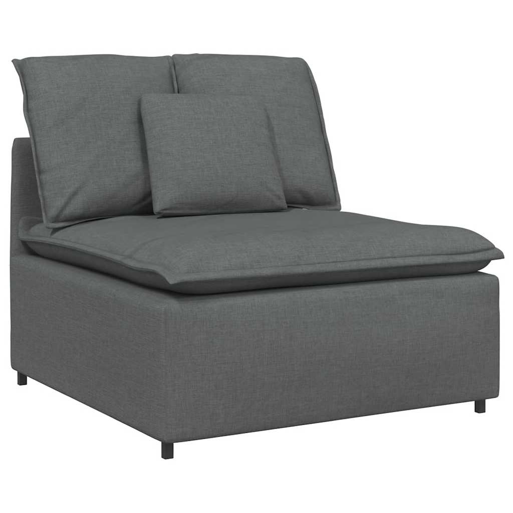 Modulares Sofa mit Fußhocker und Kissen Dunkelgrau