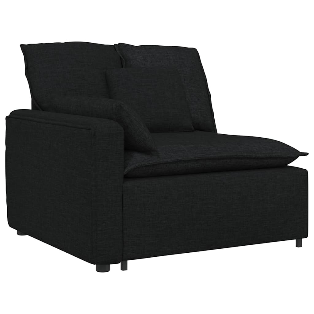 Modulares Sofa mit Fußhocker und Kissen Schwarz