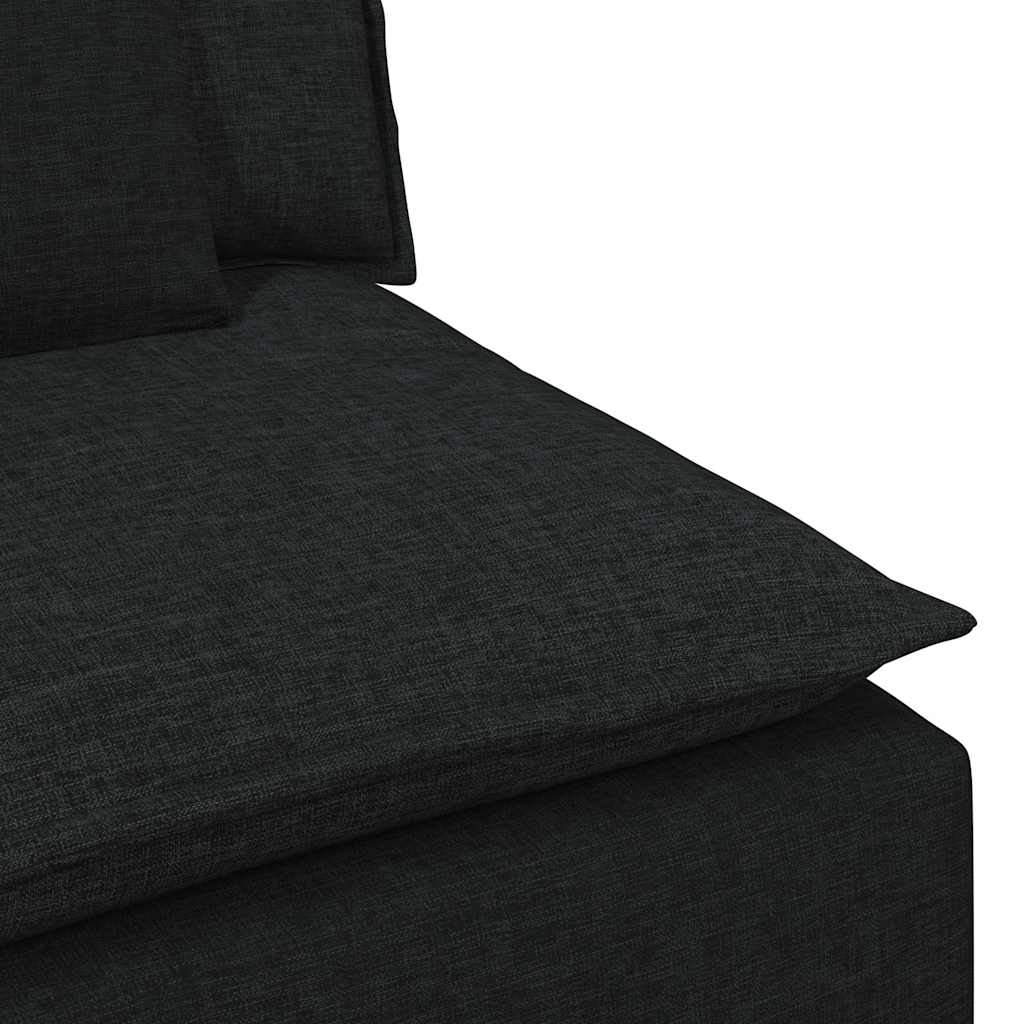 Modulares Sofa mit Fußhocker und Kissen Schwarz