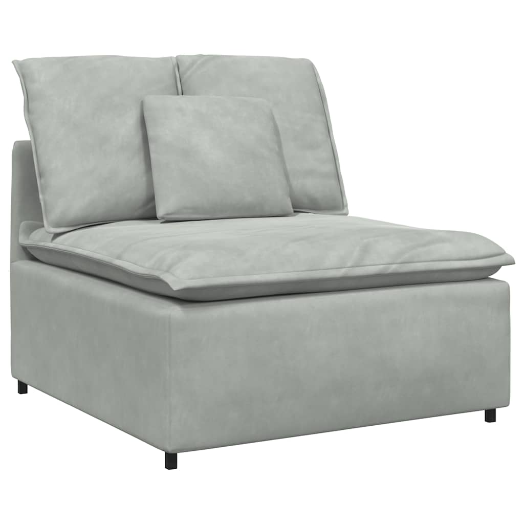 Modulares Sofa mit Fußhocker und Kissen Hellgrau