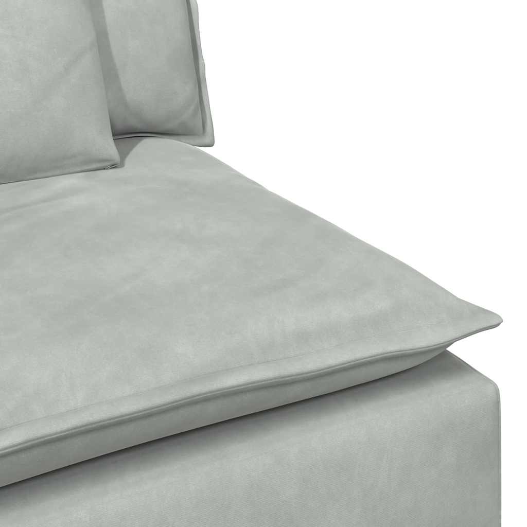 Modulares Sofa mit Fußhocker und Kissen Hellgrau