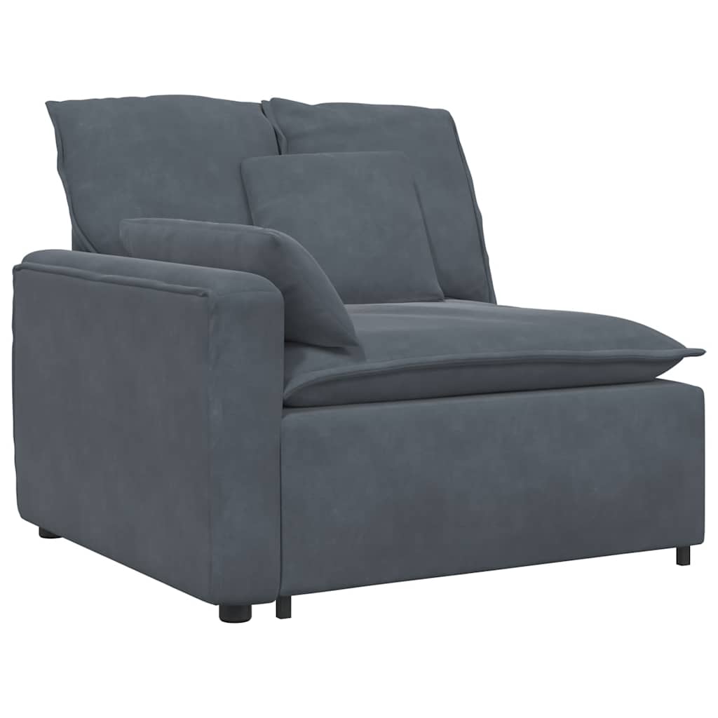 Modulares Sofa mit Fußhocker und Kissen Dunkelgrau
