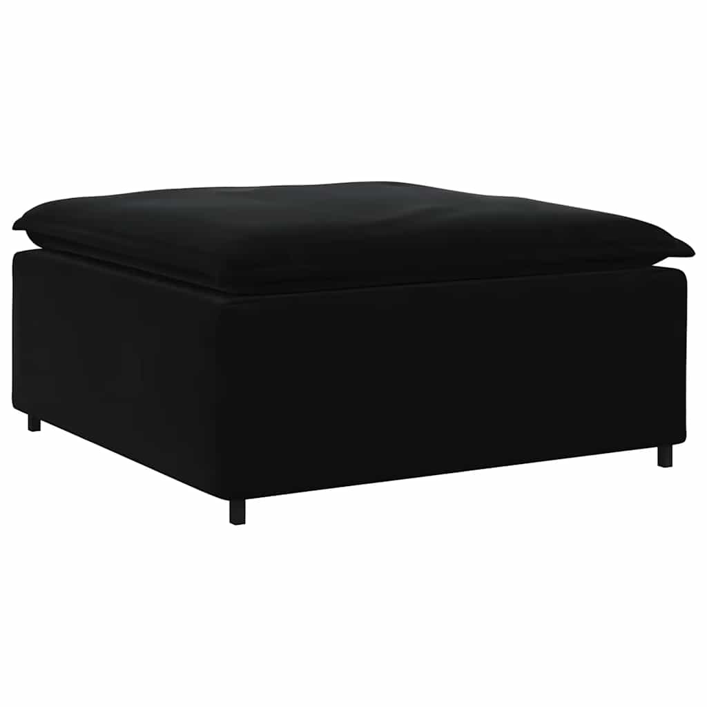 Modulares Sofa mit Fußhocker und Kissen Schwarz