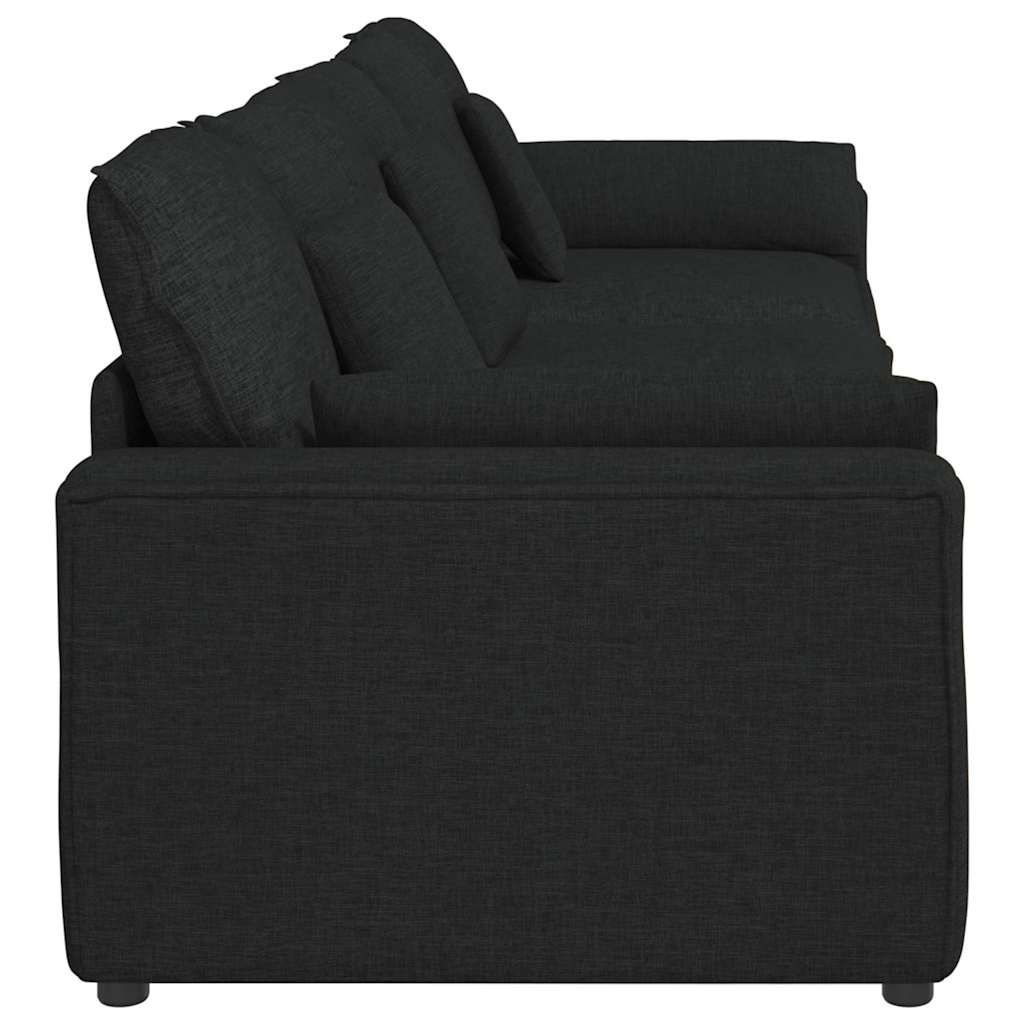 Modulares Sofa mit Kissen Schwarz