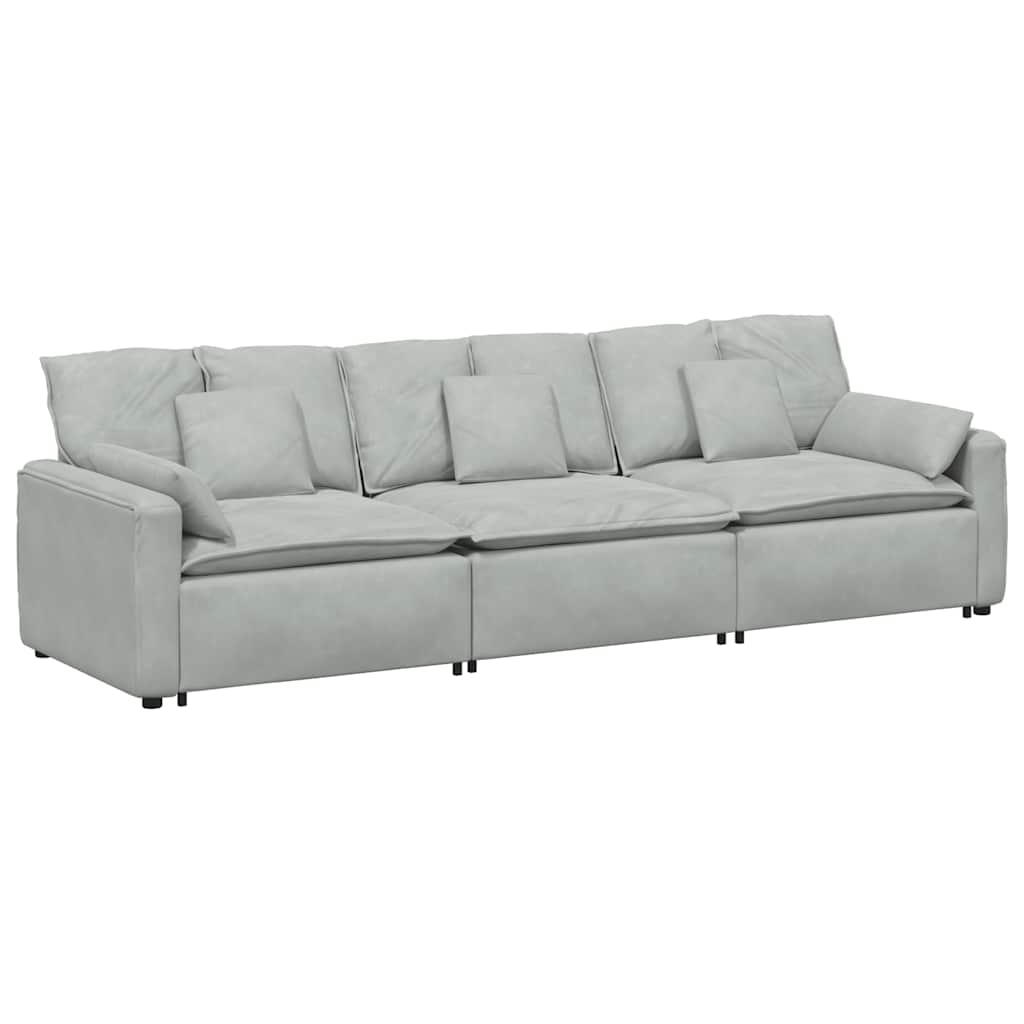 Modulares Sofa mit Kissen Hellgrau