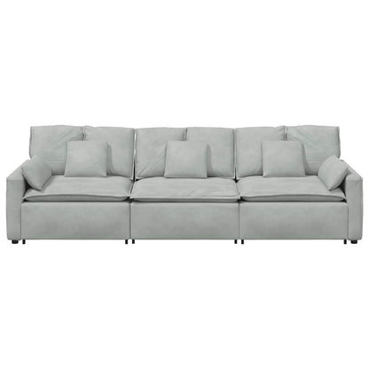 Modulares Sofa mit Kissen Hellgrau
