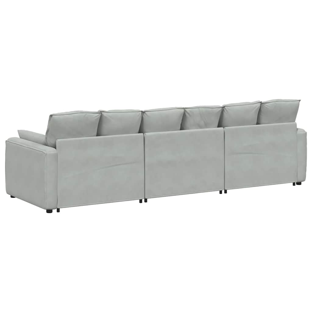 Modulares Sofa mit Kissen Hellgrau