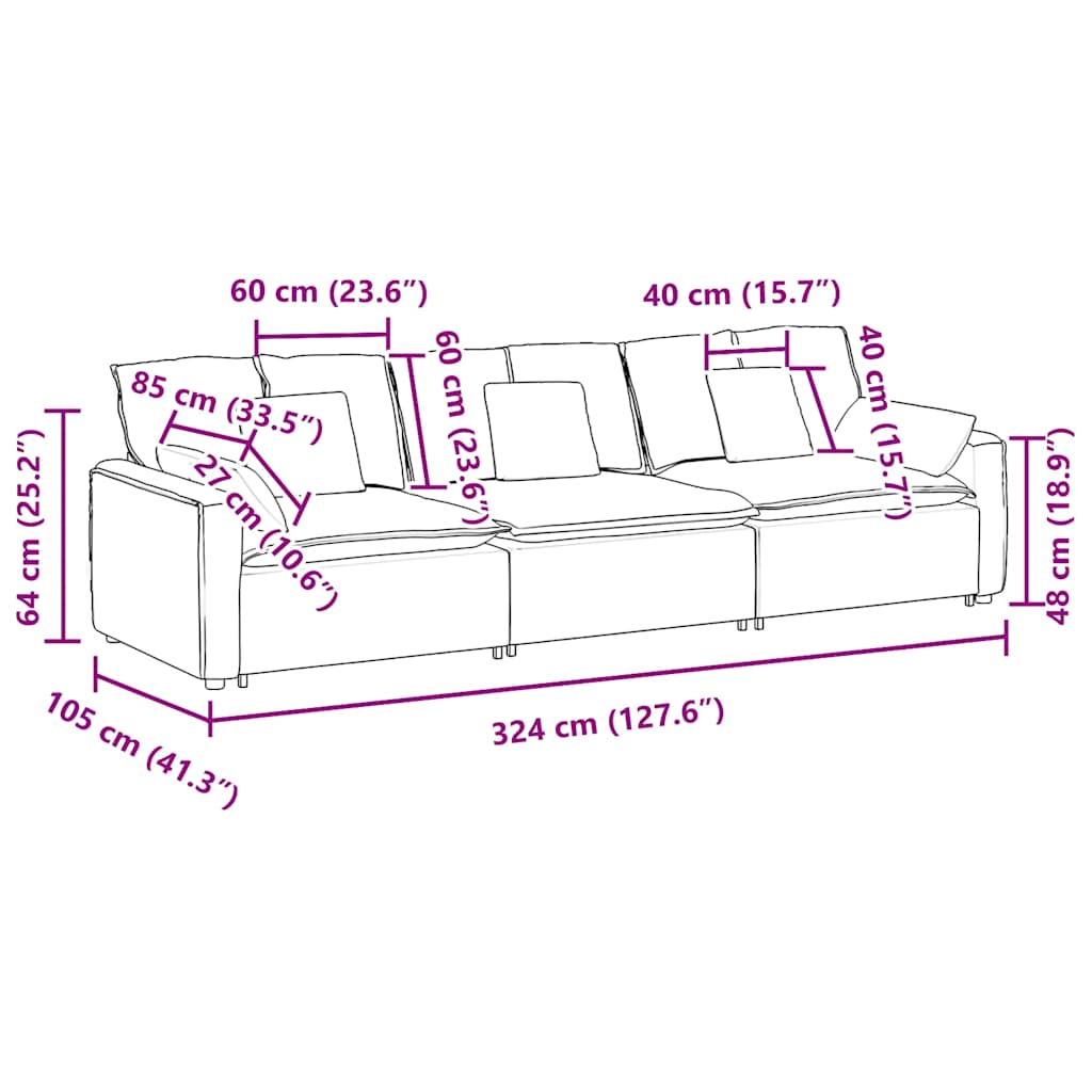 Modulares Sofa mit Kissen Dunkelgrau