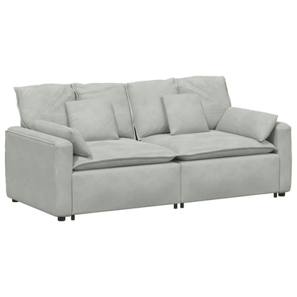 Modulares Sofa mit Kissen Hellgrau