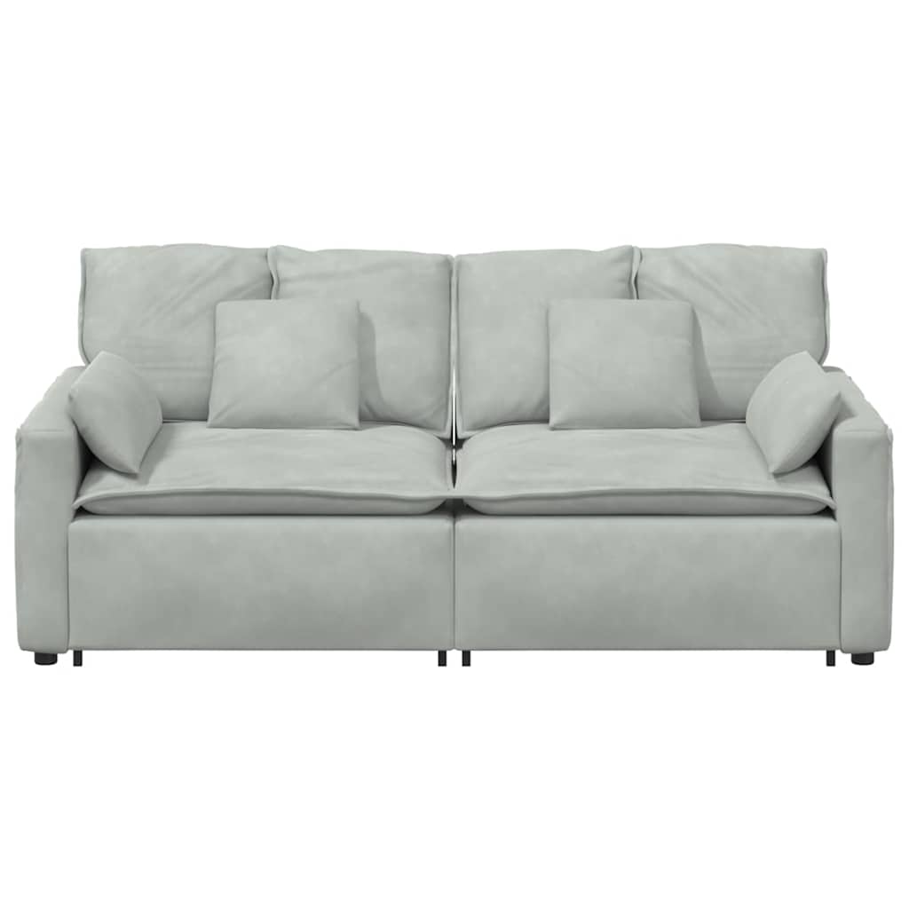 Modulares Sofa mit Kissen Hellgrau