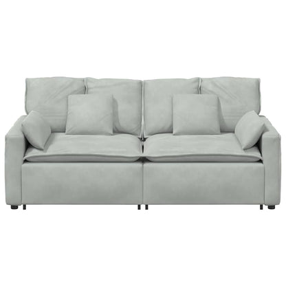 Modulares Sofa mit Kissen Hellgrau