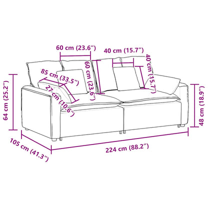 Modulares Sofa mit Kissen Hellgrau