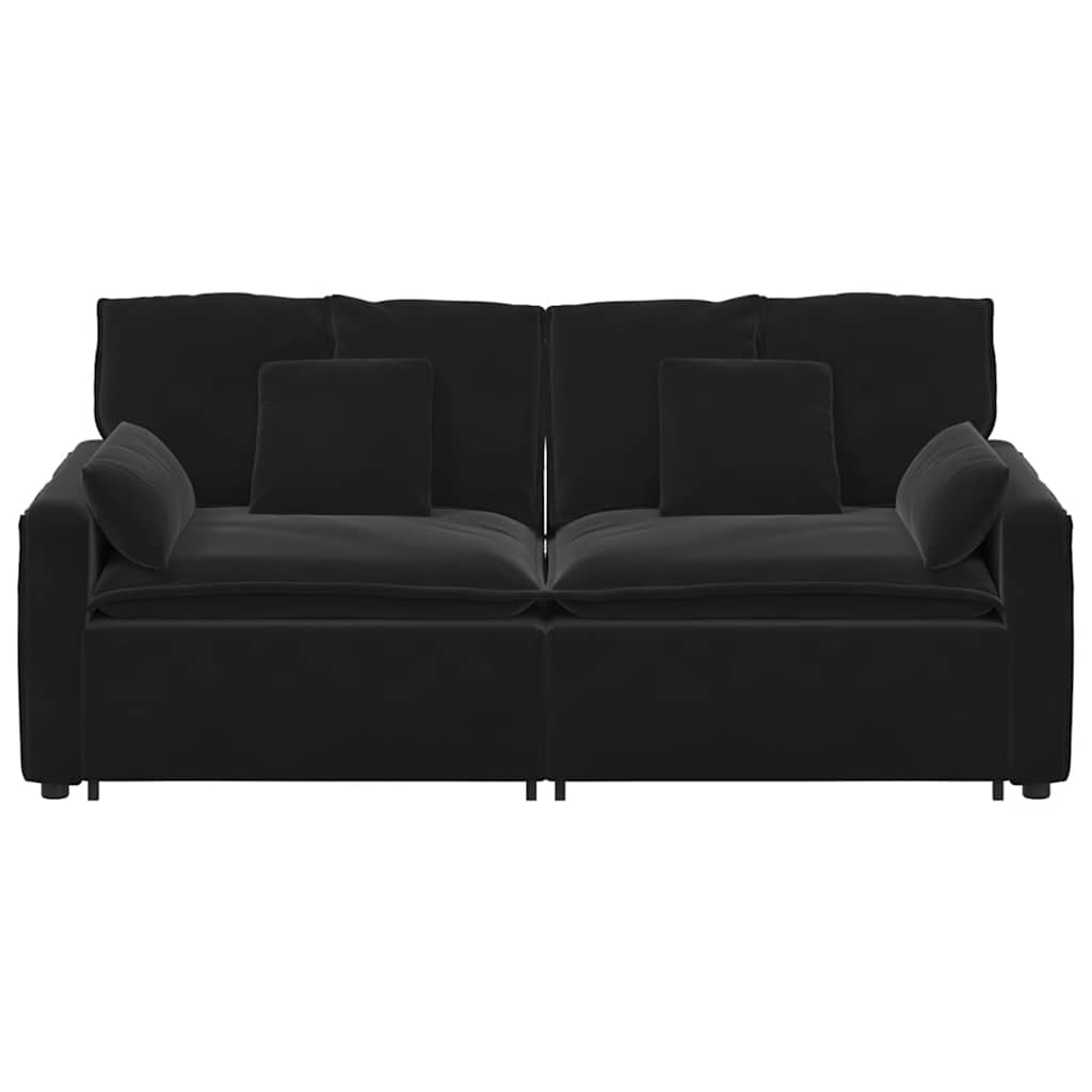 Modulares Sofa mit Kissen Schwarz