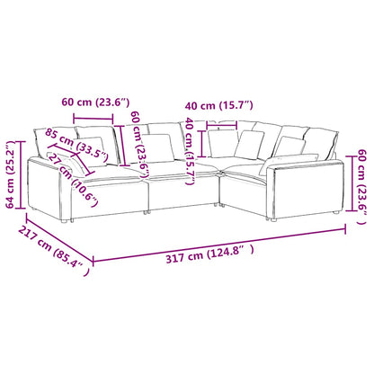 Modulares Sofa mit Kissen Stoff Dunkelgrau