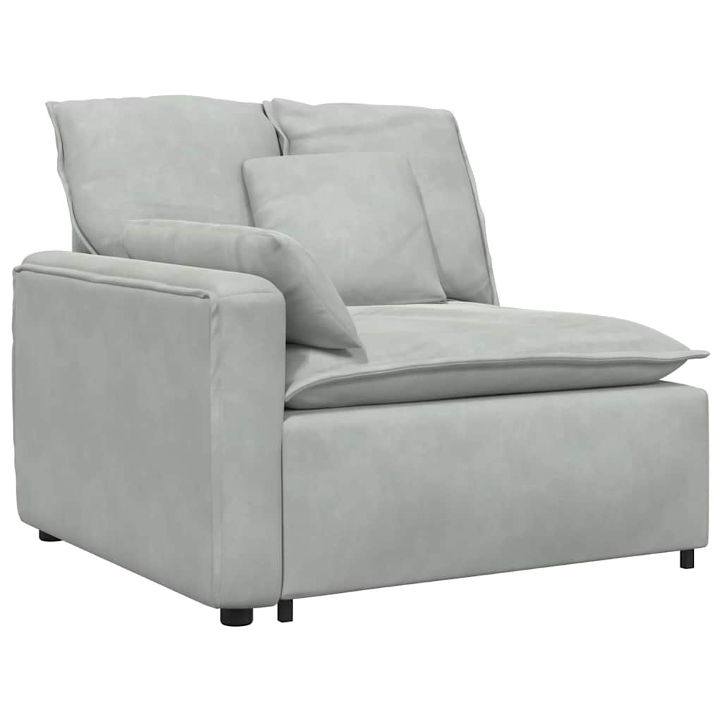Modulares Sofa mit Kissen Samt Hellgrau