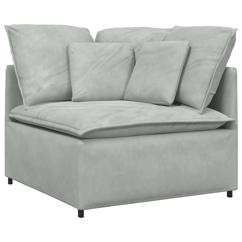Modulares Sofa mit Kissen Samt Hellgrau