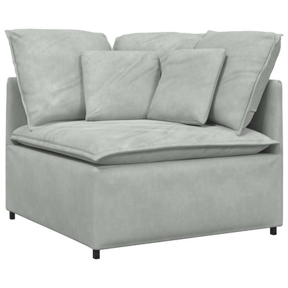 Modulares Sofa mit Kissen Samt Hellgrau