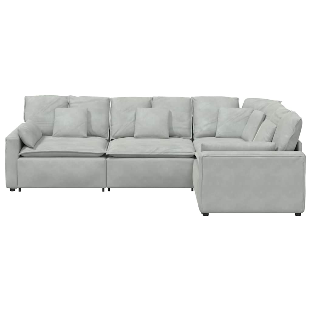 Modulares Sofa mit Kissen Samt Hellgrau