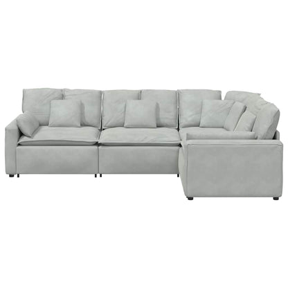 Modulares Sofa mit Kissen Samt Hellgrau