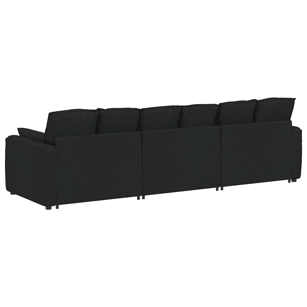 Modulares Sofa mit Kissen Samt Schwarz