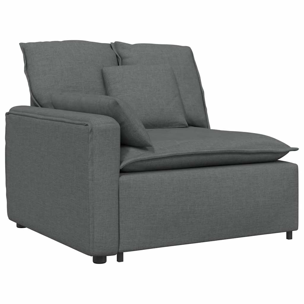 Modulares Sofa mit Fußhocker Kissen Stoff Dunkelgrau