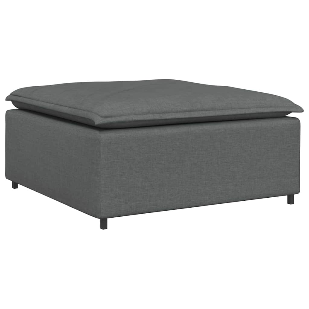Modulares Sofa mit Fußhocker Kissen Stoff Dunkelgrau