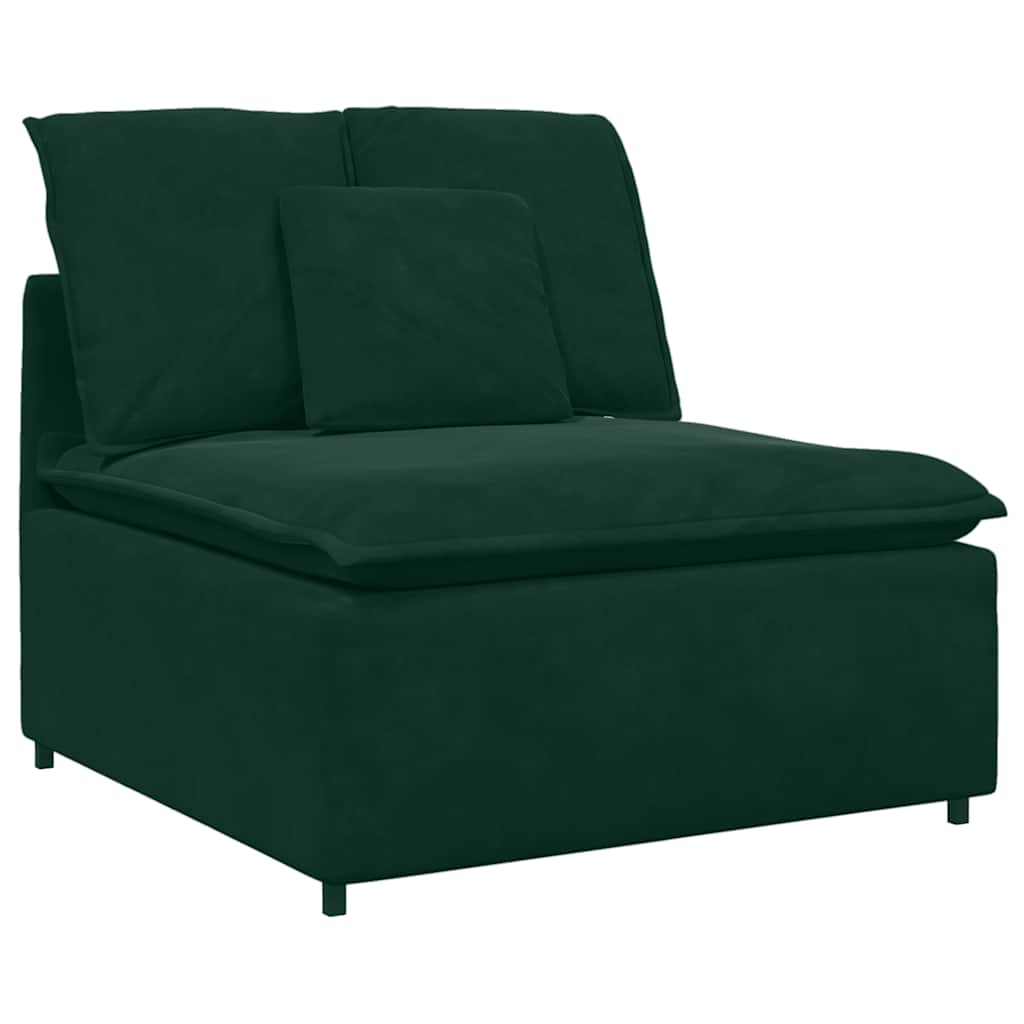 Modulares Sofa mit Fußhocker Kissen Samt Dunkelgrün