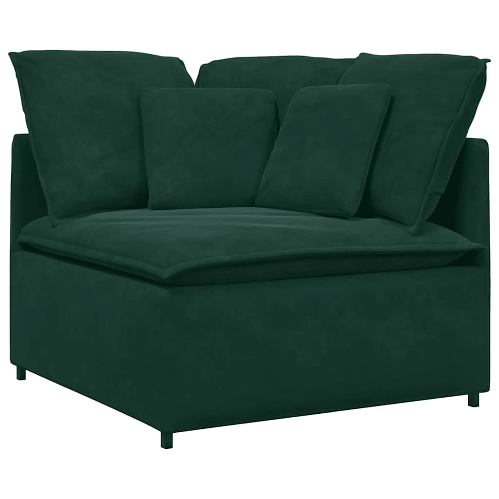 Modulares Sofa mit Fußhocker Kissen Samt Dunkelgrün